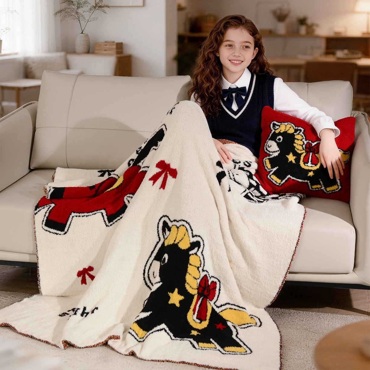 91家纺网 家纺一手货源 找家纺 （总）苏艺针织盖毯 2026新款艺术家居超柔半边绒A类针织毯披肩多功能盖毯礼物终端控价