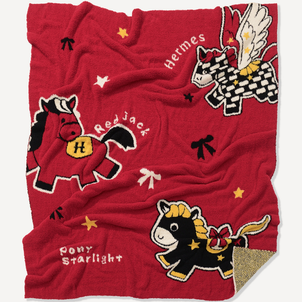 91家纺网 家纺一手货源 找家纺 苏艺针织盖毯 2026新款艺术家居超柔半边绒A类针织毯披肩多功能盖毯礼物终端控价 赫尔墨斯与伙伴（红）毯子