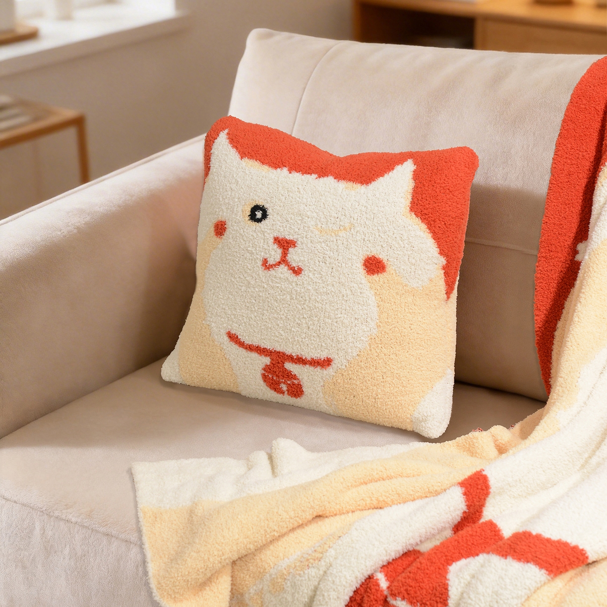 苏艺针织盖毯 2026新款艺术家居超柔半边绒A类针织毯披肩多功能盖毯礼物终端控价 多宝团子抱枕