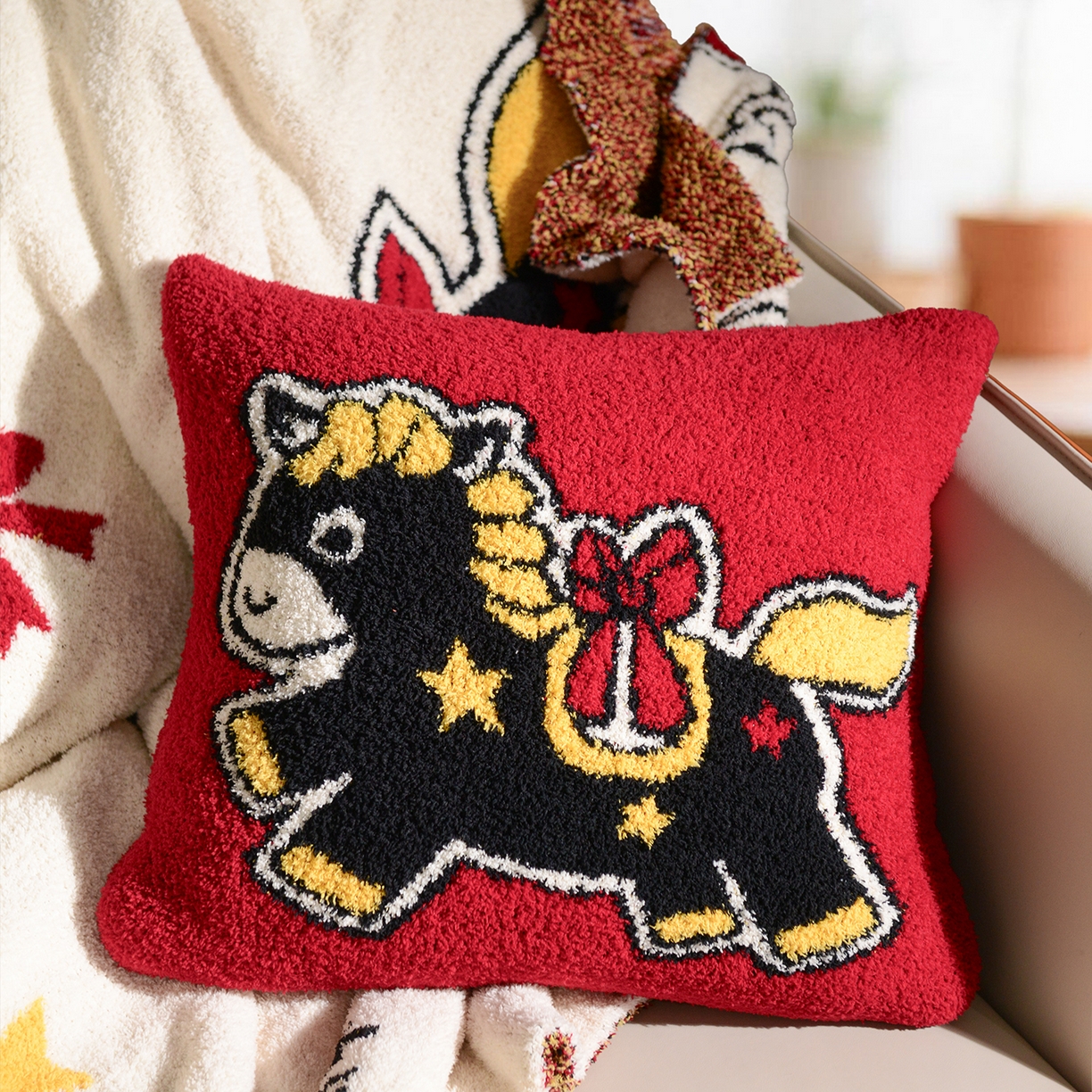 苏艺针织盖毯 2026新款艺术家居超柔半边绒A类针织毯披肩多功能盖毯礼物终端控价 赫尔墨斯与伙伴抱枕