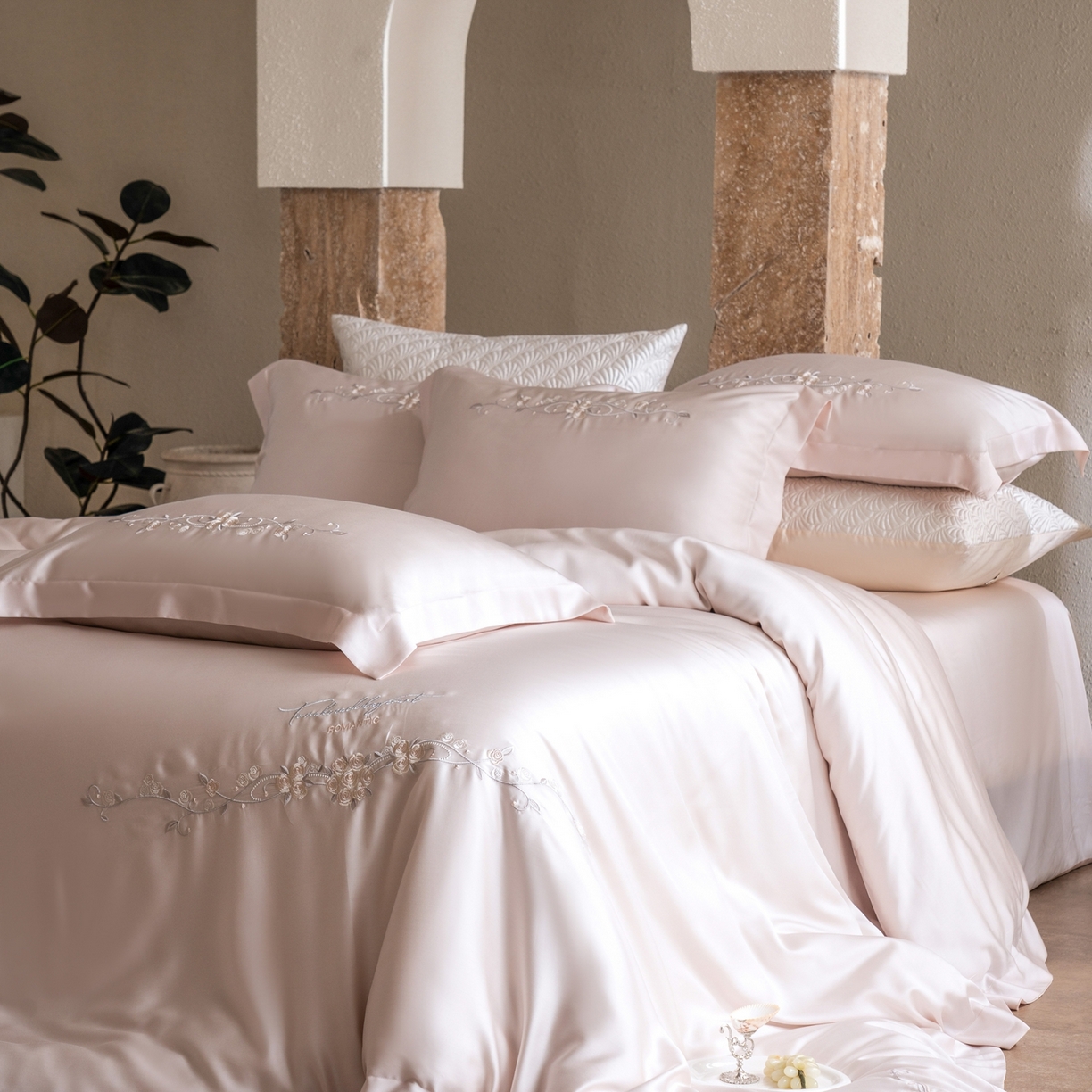 91家纺网 家纺一手货源 找家纺 （总）时亿家居 2026春夏新款兰精天丝四件套-夏玫瑰系列