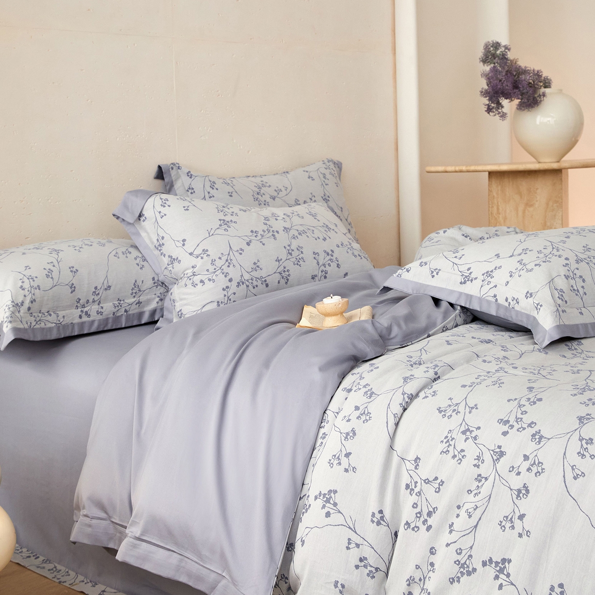 91家纺网 家纺一手货源 找家纺 JUICY 橘滋家纺 2026新款云柔奢韵全棉色织提花系列四件套 藤影垂