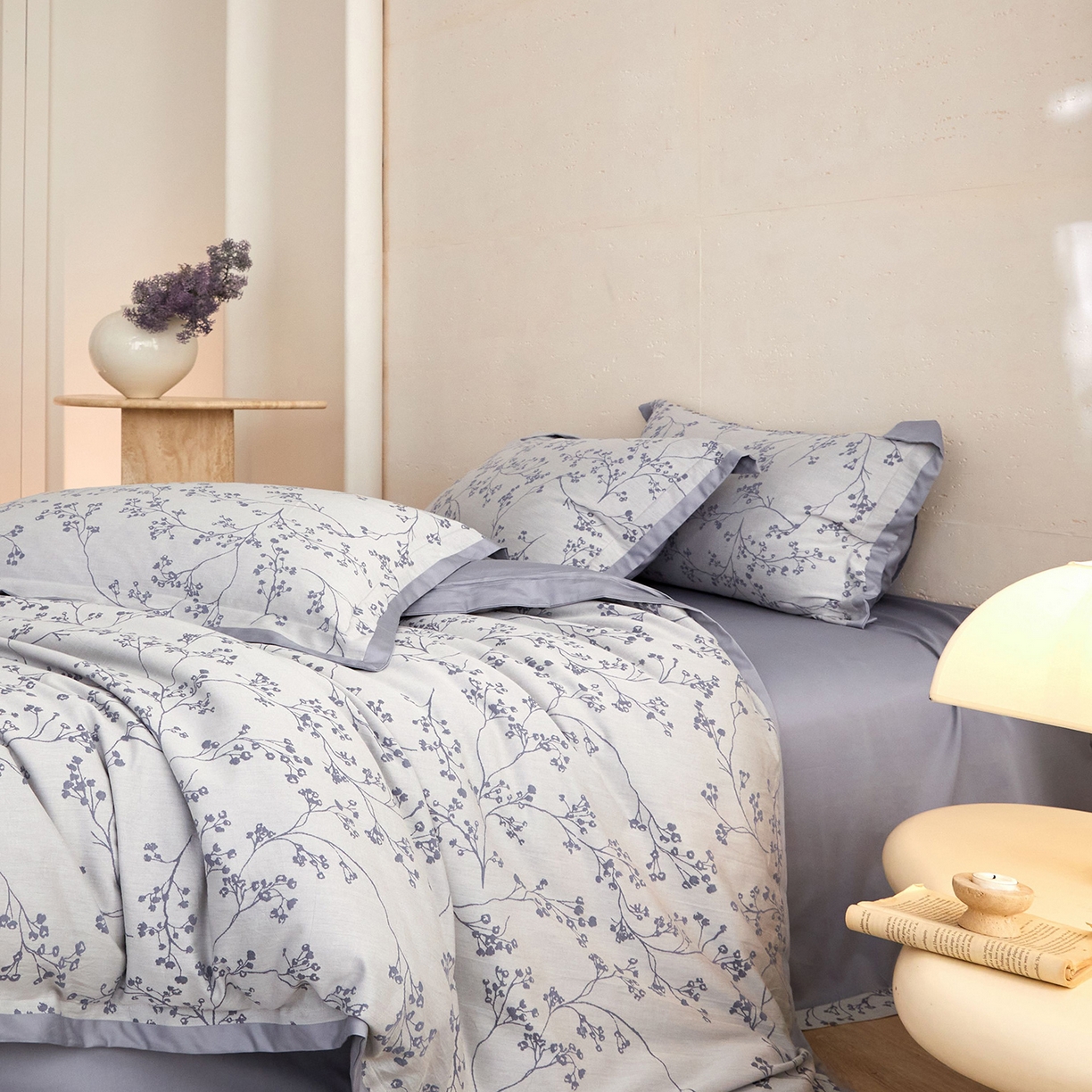 91家纺网 家纺一手货源 找家纺 JUICY 橘滋家纺 2026新款云柔奢韵全棉色织提花系列四件套 藤影垂