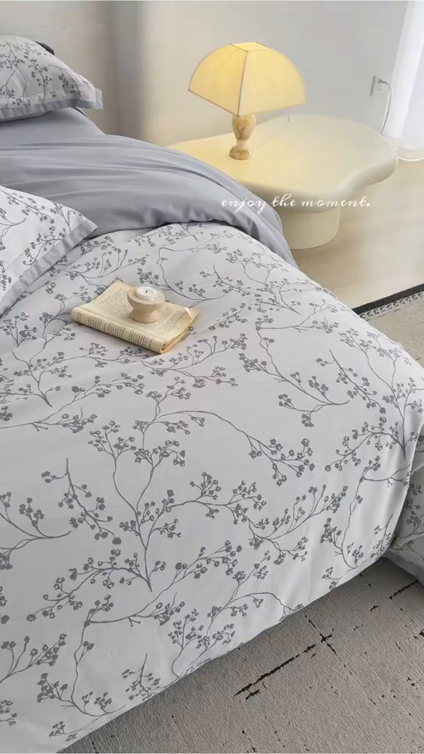 91家纺网 家纺一手货源 找家纺 JUICY 橘滋家纺 2026新款云柔奢韵全棉色织提花系列四件套 藤影垂