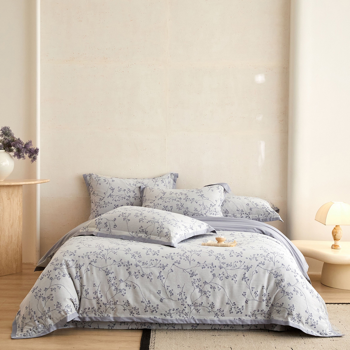 91家纺网 家纺一手货源 找家纺 JUICY 橘滋家纺 2026新款云柔奢韵全棉色织提花系列四件套 藤影垂