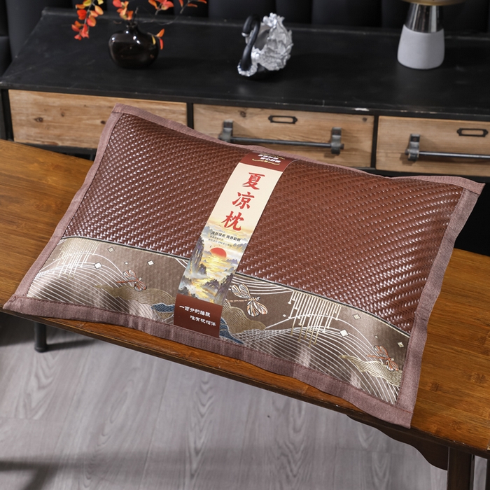 91家纺网 家纺一手货源 找家纺 （总）仁宇枕业 2026新款新品 蜻蜓戏水冰藤夏凉花草荞麦枕头枕芯