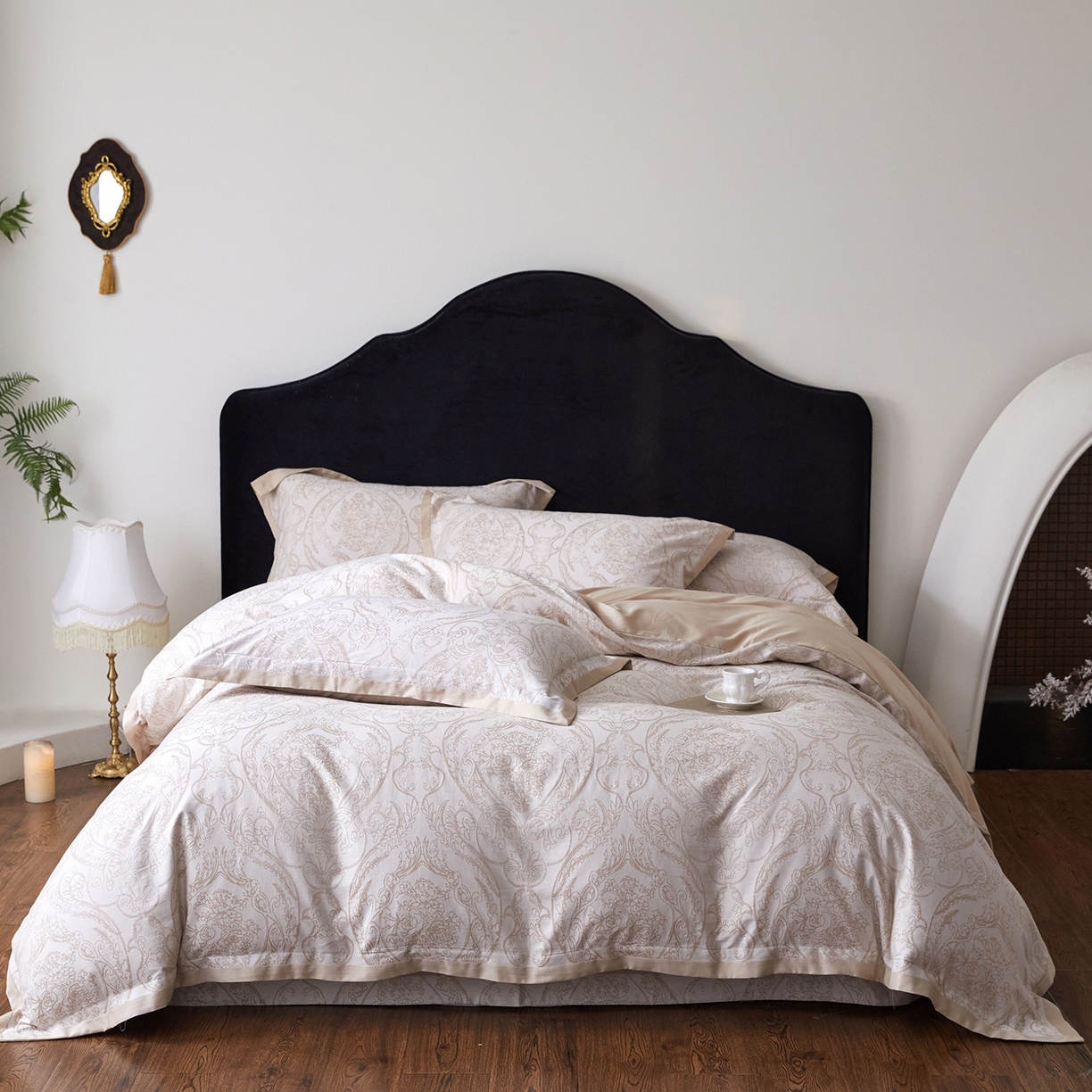 91家纺网 家纺一手货源 找家纺 JUICY 橘滋家纺 2026新款云柔奢韵全棉色织提花系列四件套 石光集-卡其