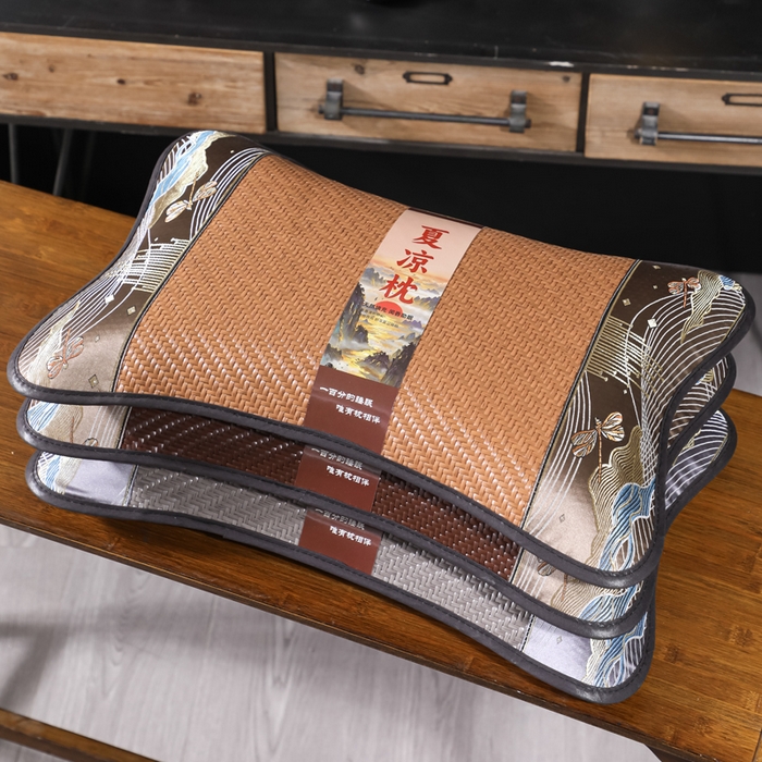 91家纺网 家纺一手货源 找家纺 （总）仁宇枕业 2026新款新品 蜻蜓戏水冰藤夏凉花草荞麦枕头枕芯