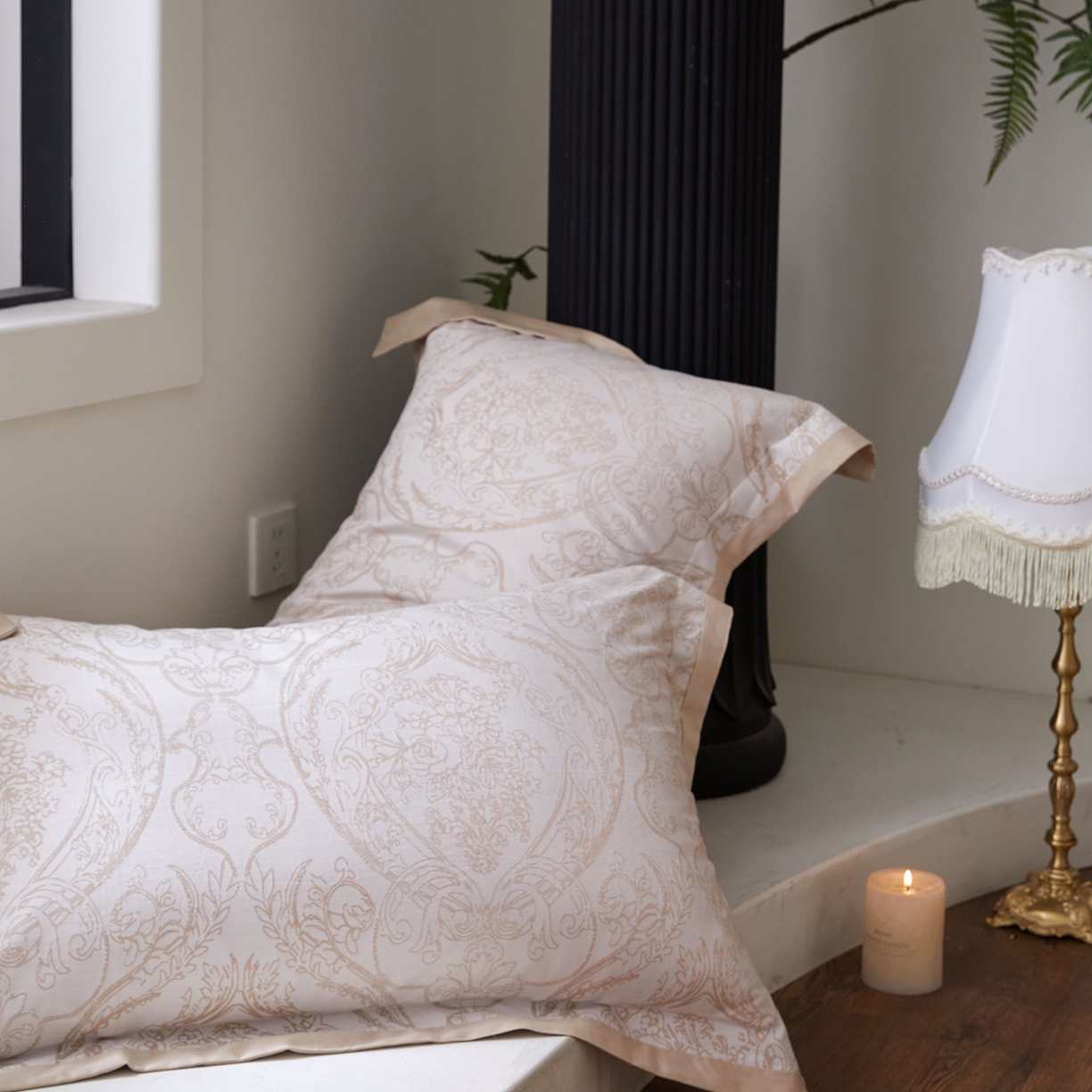 91家纺网 家纺一手货源 找家纺 JUICY 橘滋家纺 2026新款云柔奢韵全棉色织提花系列四件套 石光集-卡其