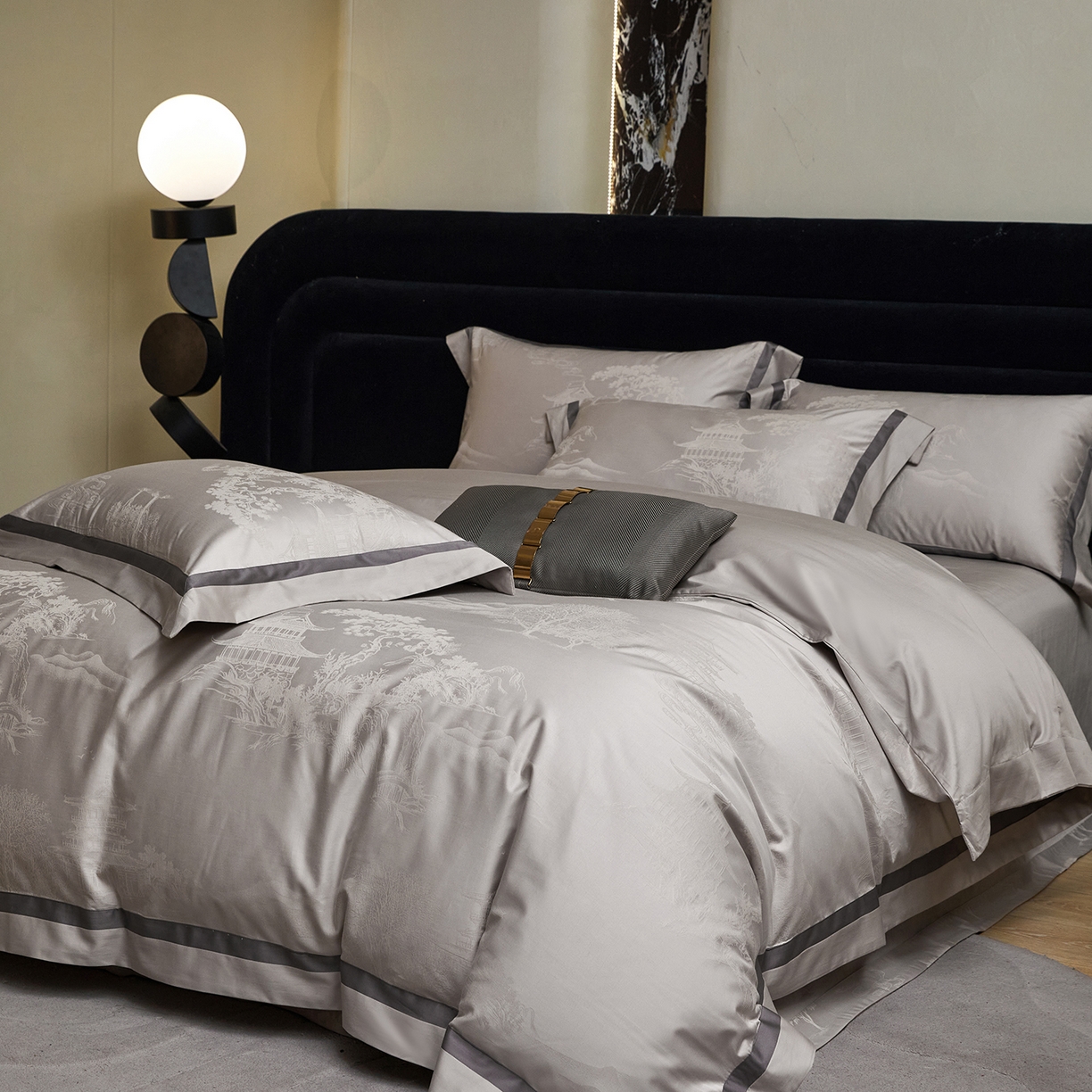 91家纺网 家纺一手货源 找家纺 （总）JUICY 橘滋家纺 2026新款流光锦年暗纹提花天丝棉系列四件套