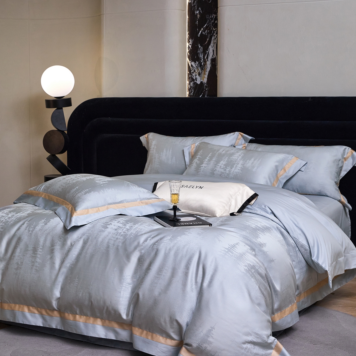 JUICY 橘滋家纺 2026新款流光锦年暗纹提花天丝棉系列四件套 博尔塞纳秘境