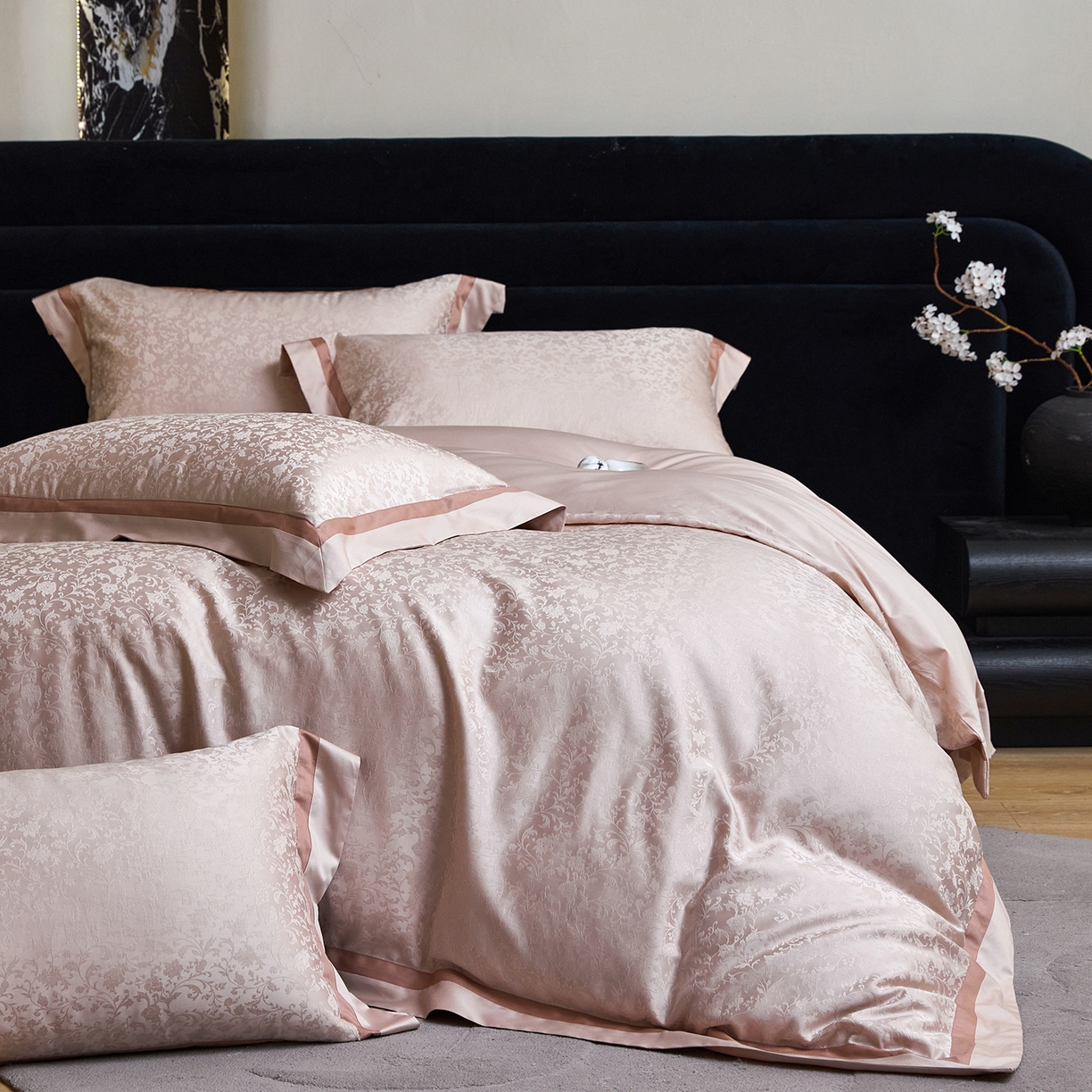 91家纺网 家纺一手货源 找家纺 （总）JUICY 橘滋家纺 2026新款流光锦年暗纹提花天丝棉系列四件套