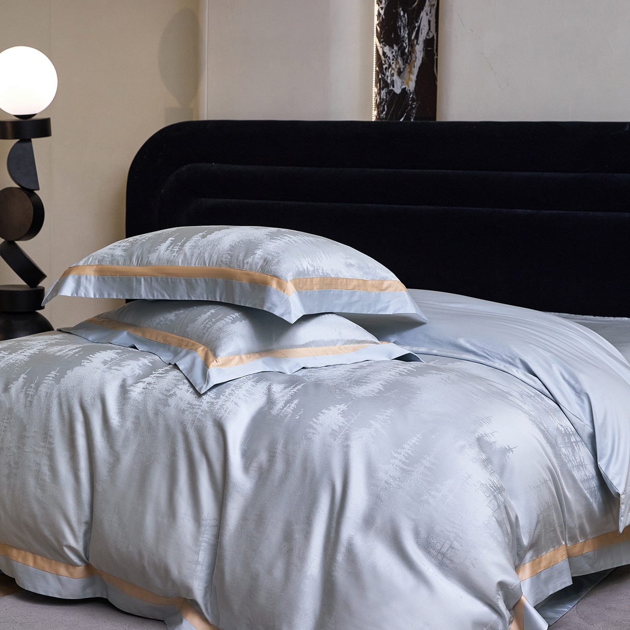 91家纺网 家纺一手货源 找家纺 JUICY 橘滋家纺 2026新款流光锦年暗纹提花天丝棉系列四件套 博尔塞纳秘境