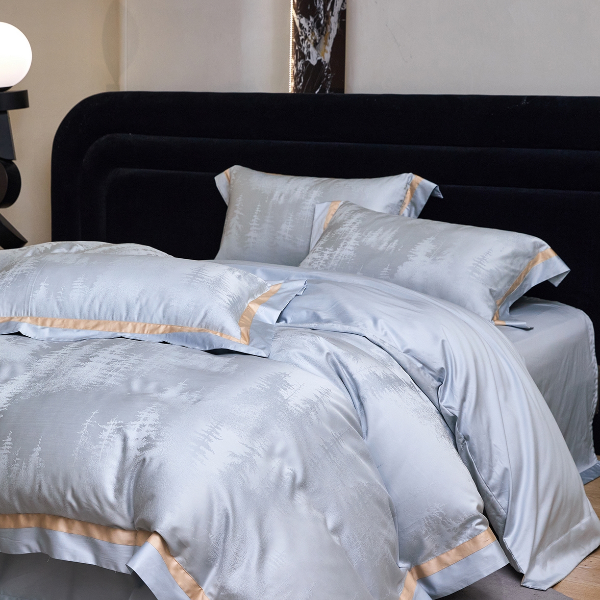 91家纺网 家纺一手货源 找家纺 JUICY 橘滋家纺 2026新款流光锦年暗纹提花天丝棉系列四件套 博尔塞纳秘境