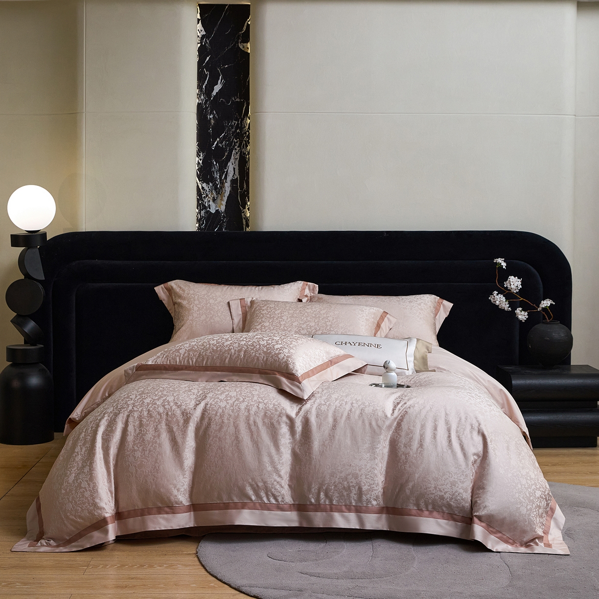 91家纺网 家纺一手货源 找家纺 JUICY 橘滋家纺 2026新款流光锦年暗纹提花天丝棉系列四件套 波波里花园