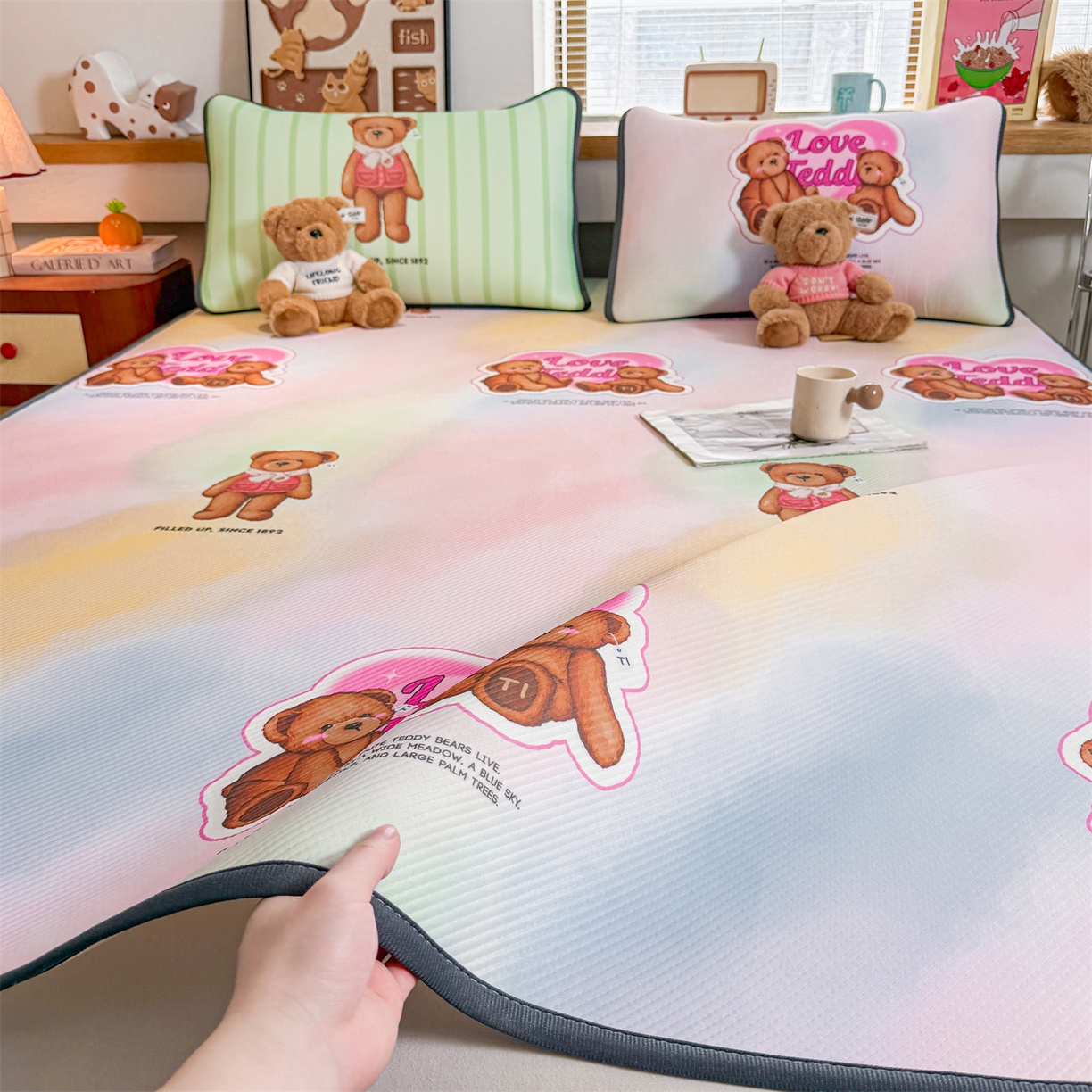 慕木家纺 2026春夏新款泰迪冰丝席系列凉席席子空调软席平席和床笠 泰迪炫彩 床席款