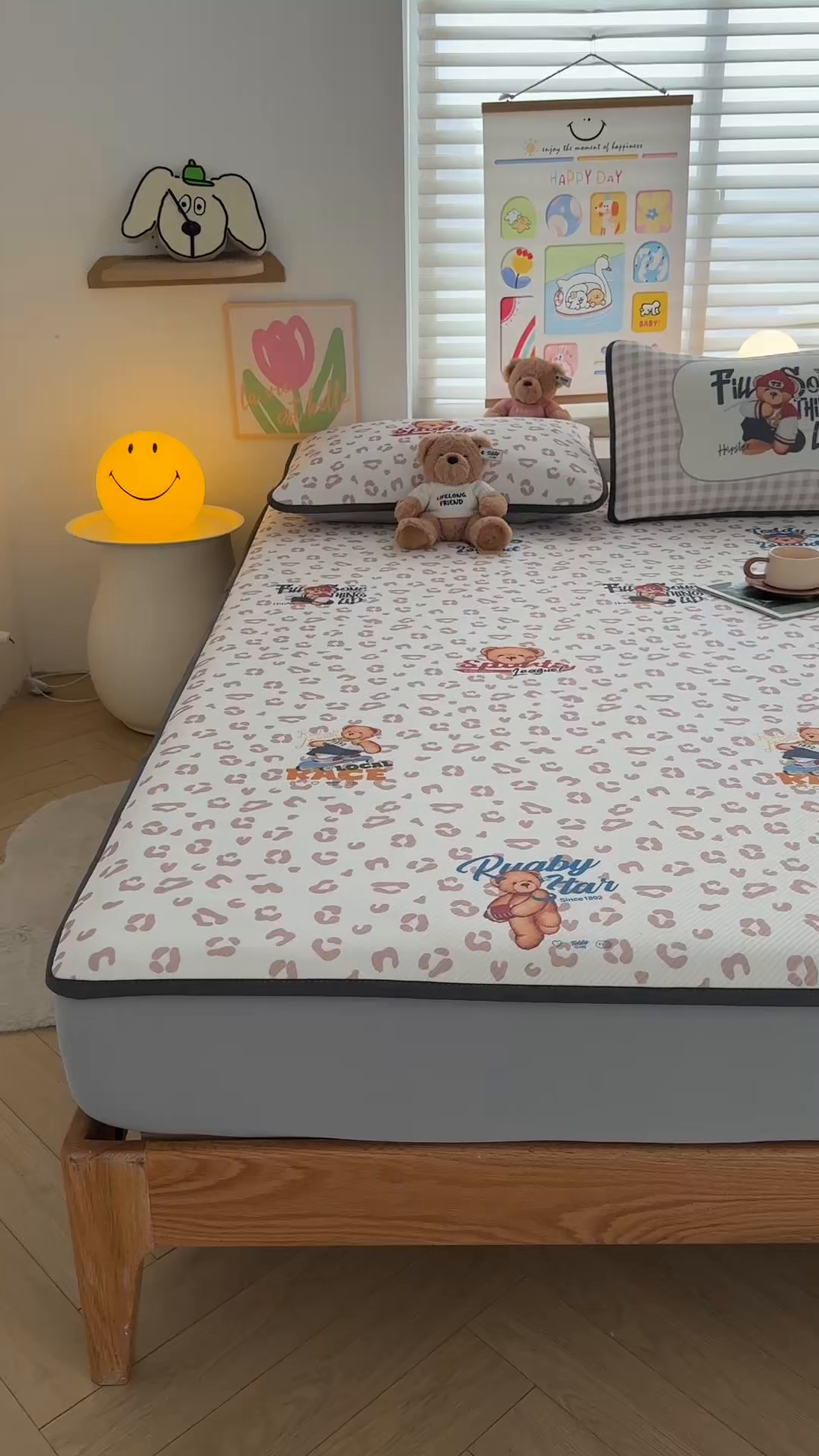 91家纺网 家纺一手货源 找家纺 慕木家纺 2026春夏新款泰迪冰丝席系列凉席席子空调软席平席和床笠 泰迪豹纹 床笠款