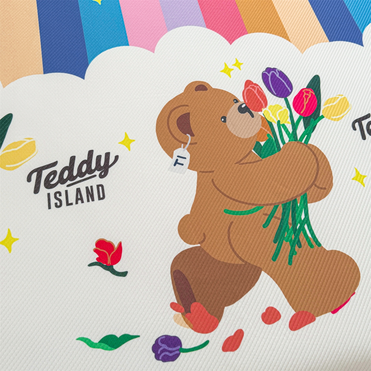 91家纺网 家纺一手货源 找家纺 慕木家纺 2026春夏新款泰迪冰丝席系列凉席席子空调软席平席和床笠 泰迪彩虹 床笠款