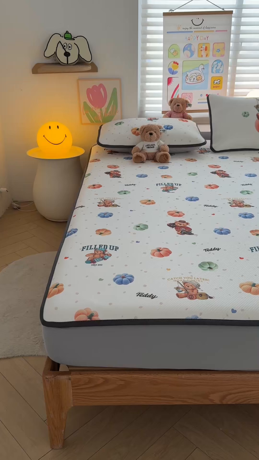 91家纺网 家纺一手货源 找家纺 慕木家纺 2026春夏新款泰迪冰丝席系列凉席席子空调软席平席和床笠 泰迪南瓜仔 床笠款