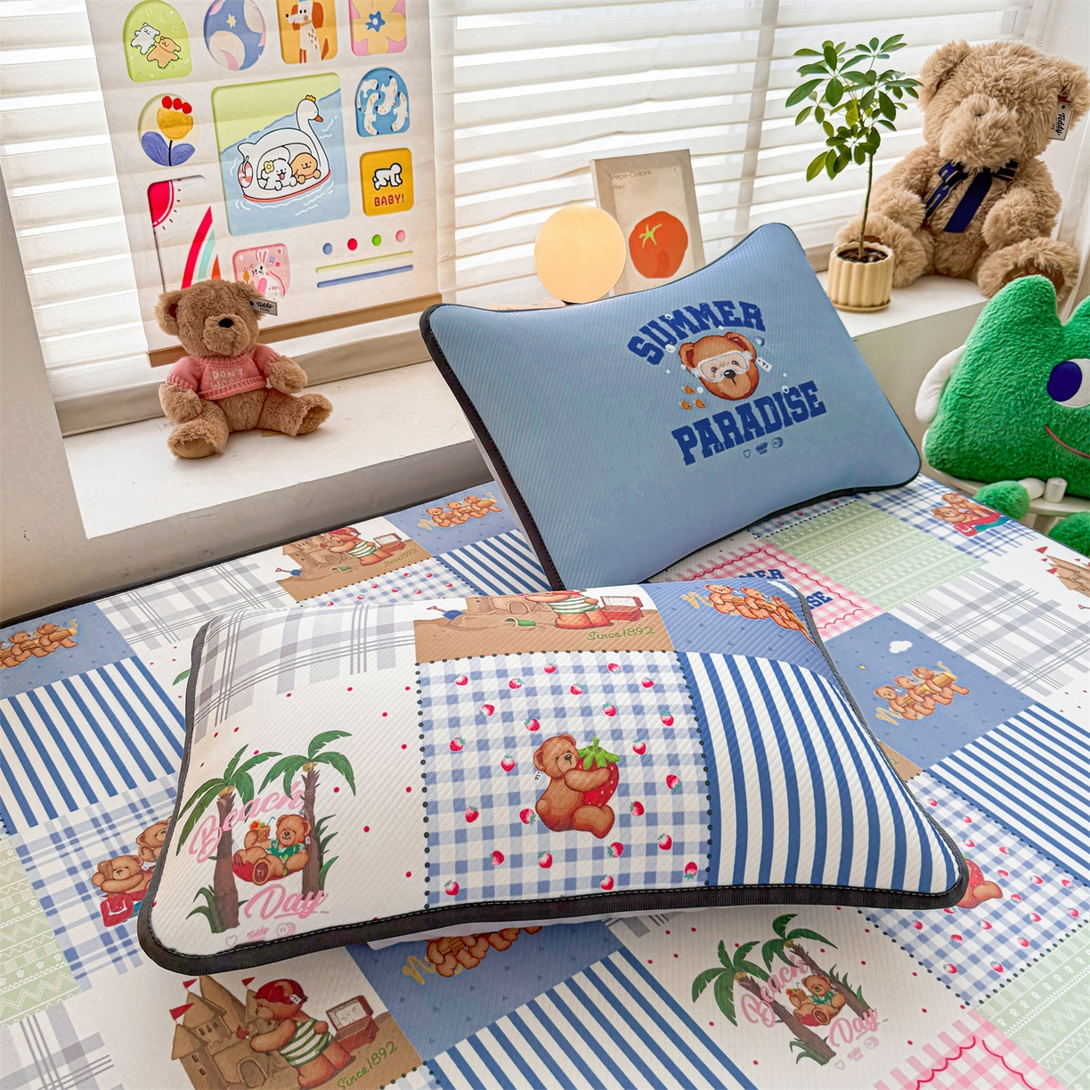 91家纺网 家纺一手货源 找家纺 慕木家纺 2026春夏新款泰迪冰丝席系列凉席席子空调软席平席和床笠 泰迪区域 床笠款