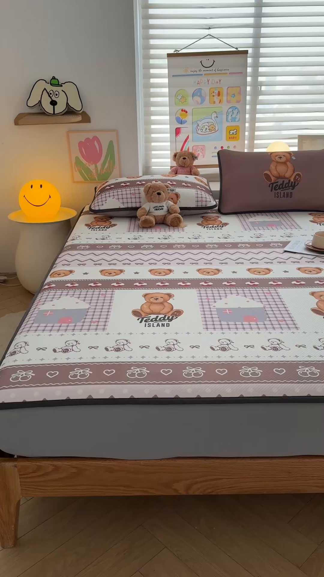 91家纺网 家纺一手货源 找家纺 慕木家纺 2026春夏新款泰迪冰丝席系列凉席席子空调软席平席和床笠 泰迪甜点 床笠款