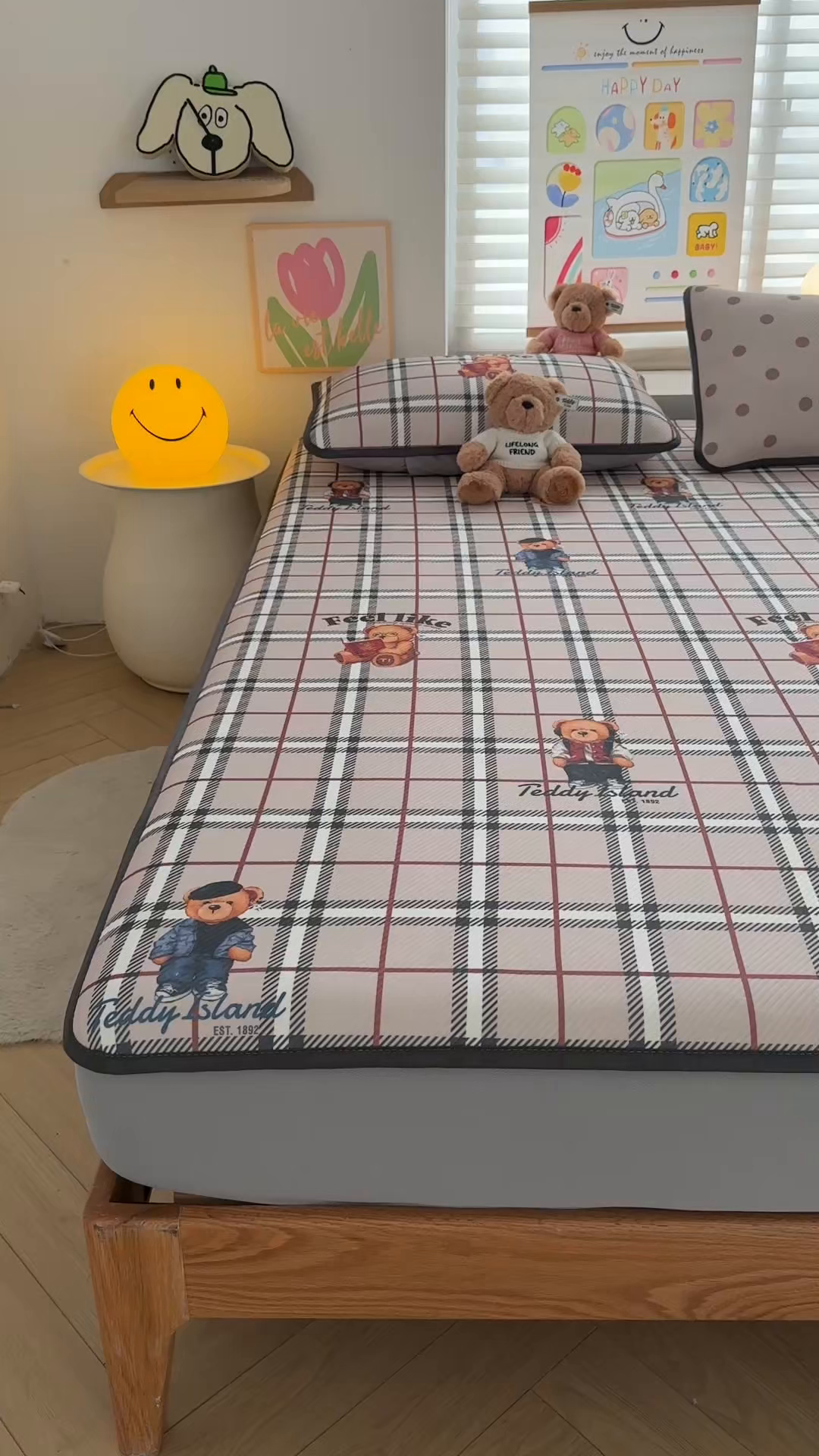 91家纺网 家纺一手货源 找家纺 慕木家纺 2026春夏新款泰迪冰丝席系列凉席席子空调软席平席和床笠 泰迪英伦 床笠款