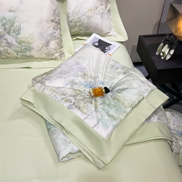 91家纺网 家纺一手货源 找家纺 （总）爱彼家纺 2026夏季热门数码冰丝水墨画风单夏被凉感冰丝夏被四件套