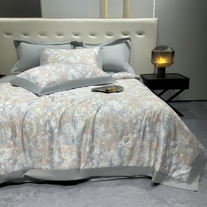 91家纺网 家纺一手货源 找家纺 爱彼家纺 2026夏季热门数码冰丝水墨画风单夏被凉感冰丝夏被四件套 夏被-娇之恋