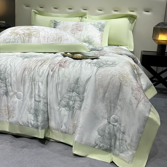 91家纺网 家纺一手货源 找家纺 爱彼家纺 2026夏季热门数码冰丝水墨画风单夏被凉感冰丝夏被四件套 夏被-时空骑士