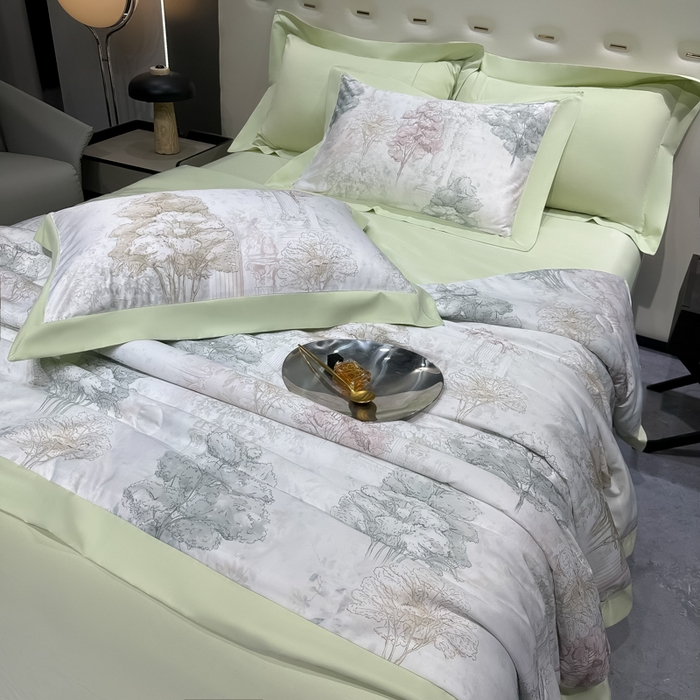 91家纺网 家纺一手货源 找家纺 爱彼家纺 2026夏季热门数码冰丝水墨画风单夏被凉感冰丝夏被四件套 夏被-时空骑士