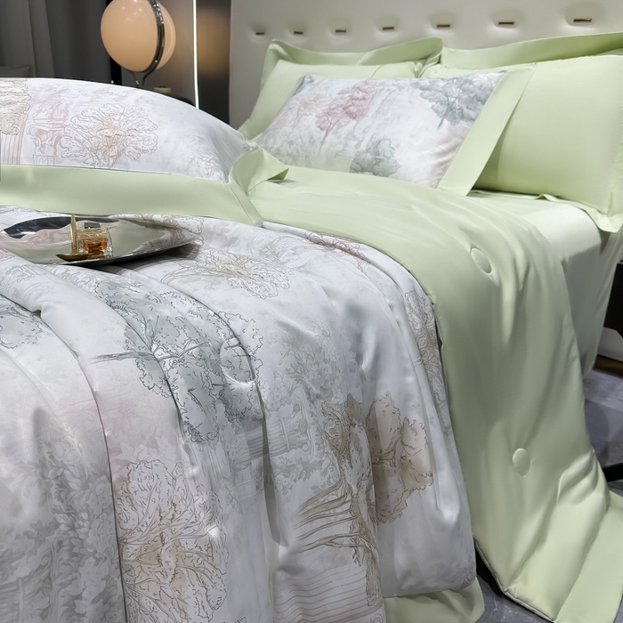 91家纺网 家纺一手货源 找家纺 爱彼家纺 2026夏季热门数码冰丝水墨画风单夏被凉感冰丝夏被四件套 夏被-时空骑士