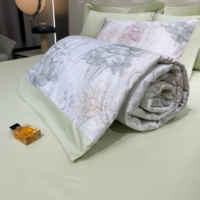 91家纺网 家纺一手货源 找家纺 爱彼家纺 2026夏季热门数码冰丝水墨画风单夏被凉感冰丝夏被四件套 夏被-时空骑士