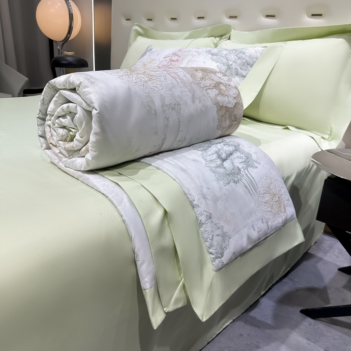 91家纺网 家纺一手货源 找家纺 爱彼家纺 2026夏季热门数码冰丝水墨画风单夏被凉感冰丝夏被四件套 夏被-时空骑士