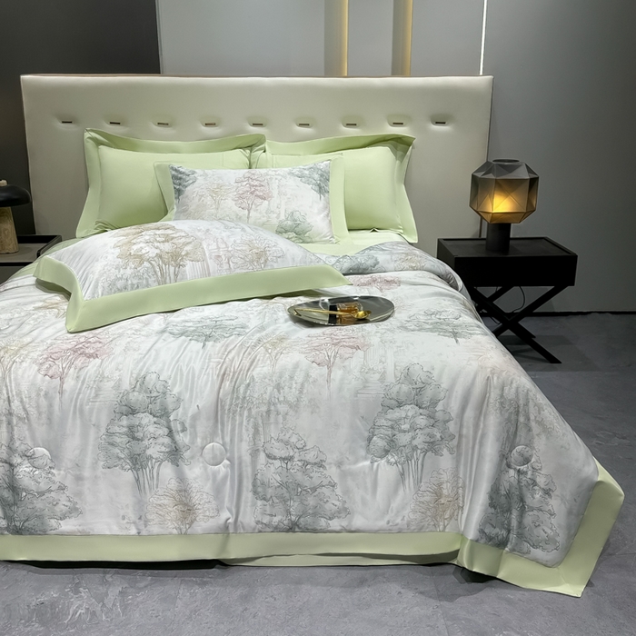 91家纺网 家纺一手货源 找家纺 爱彼家纺 2026夏季热门数码冰丝水墨画风单夏被凉感冰丝夏被四件套 夏被-时空骑士