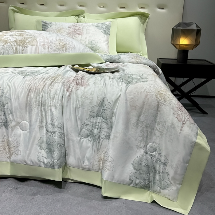 91家纺网 家纺一手货源 找家纺 爱彼家纺 2026夏季热门数码冰丝水墨画风单夏被凉感冰丝夏被四件套 夏被-时空骑士