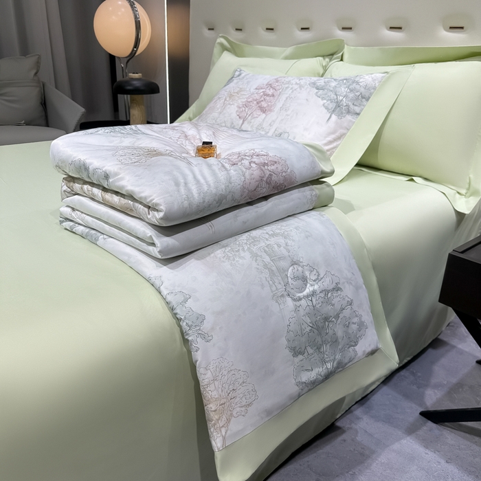 91家纺网 家纺一手货源 找家纺 爱彼家纺 2026夏季热门数码冰丝水墨画风单夏被凉感冰丝夏被四件套 夏被-时空骑士