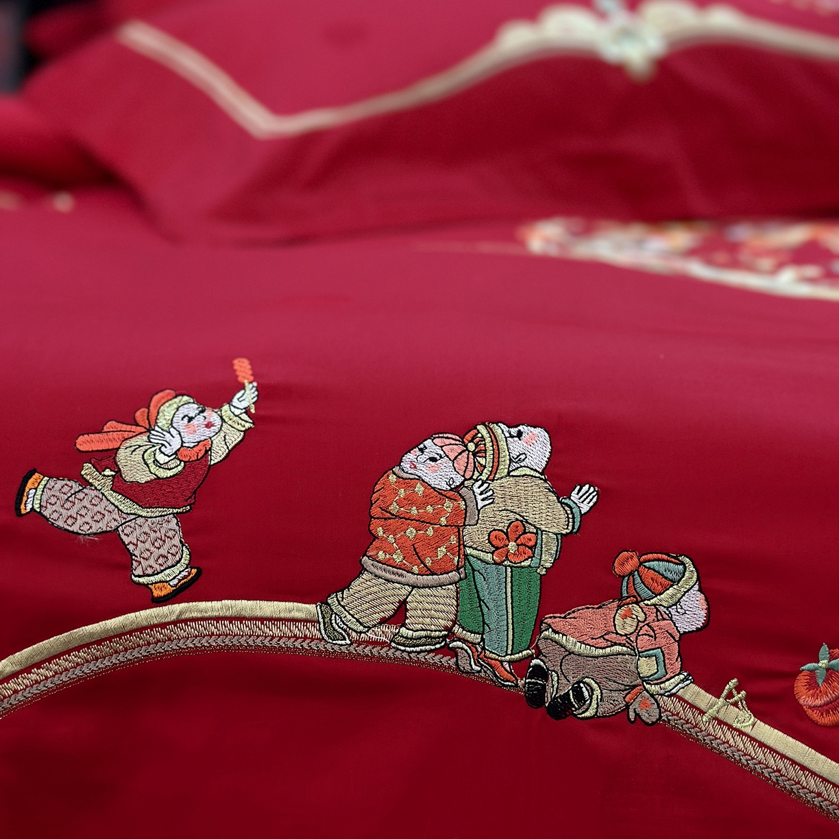 91家纺网 家纺一手货源 找家纺 （总）JUICY 橘滋家纺 2026新款全棉提花高端婚庆刺绣传臻系列四件套多件套