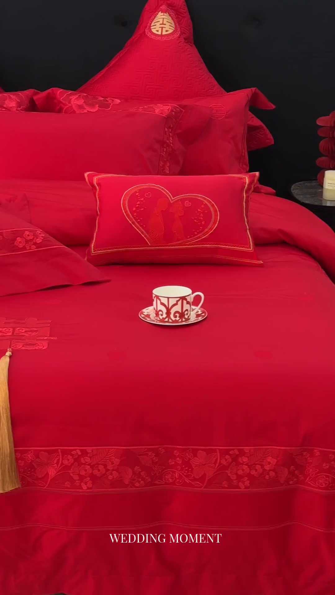 91家纺网 家纺一手货源 找家纺 JUICY 橘滋家纺 2026新款全棉提花高端婚庆刺绣传臻系列四件套多件套 春和景明