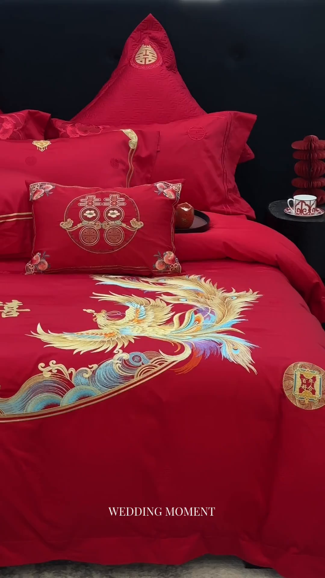 91家纺网 家纺一手货源 找家纺 JUICY 橘滋家纺 2026新款全棉提花高端婚庆刺绣传臻系列四件套多件套 龙凤良缘