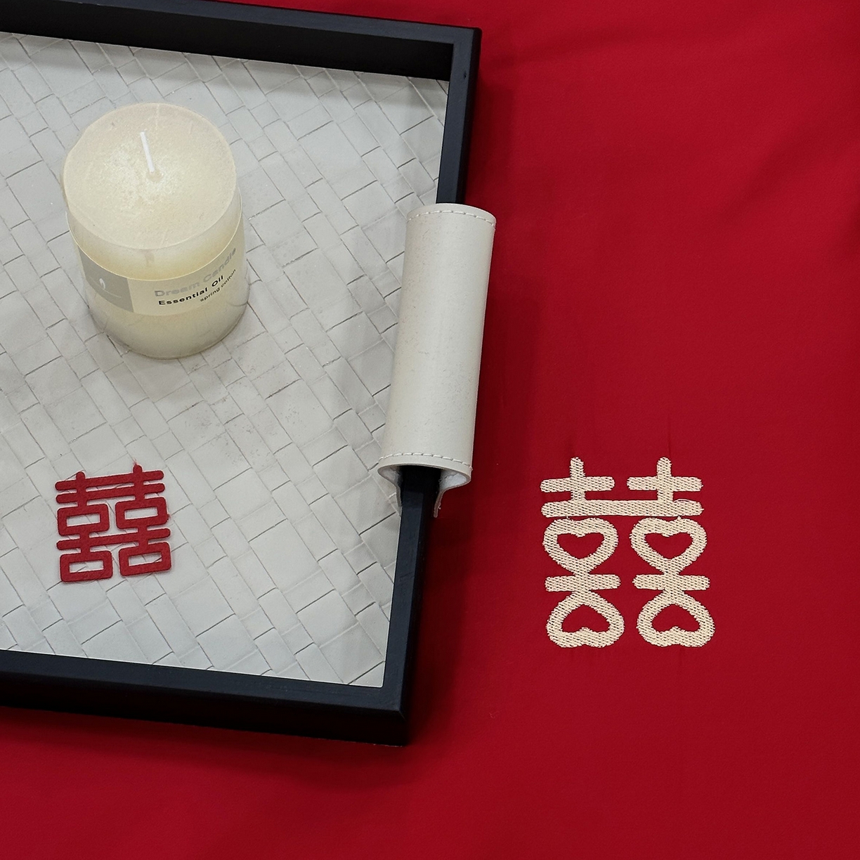 91家纺网 家纺一手货源 找家纺 JUICY 橘滋家纺 2026新款全棉提花高端婚庆刺绣传臻系列四件套多件套 喜临门