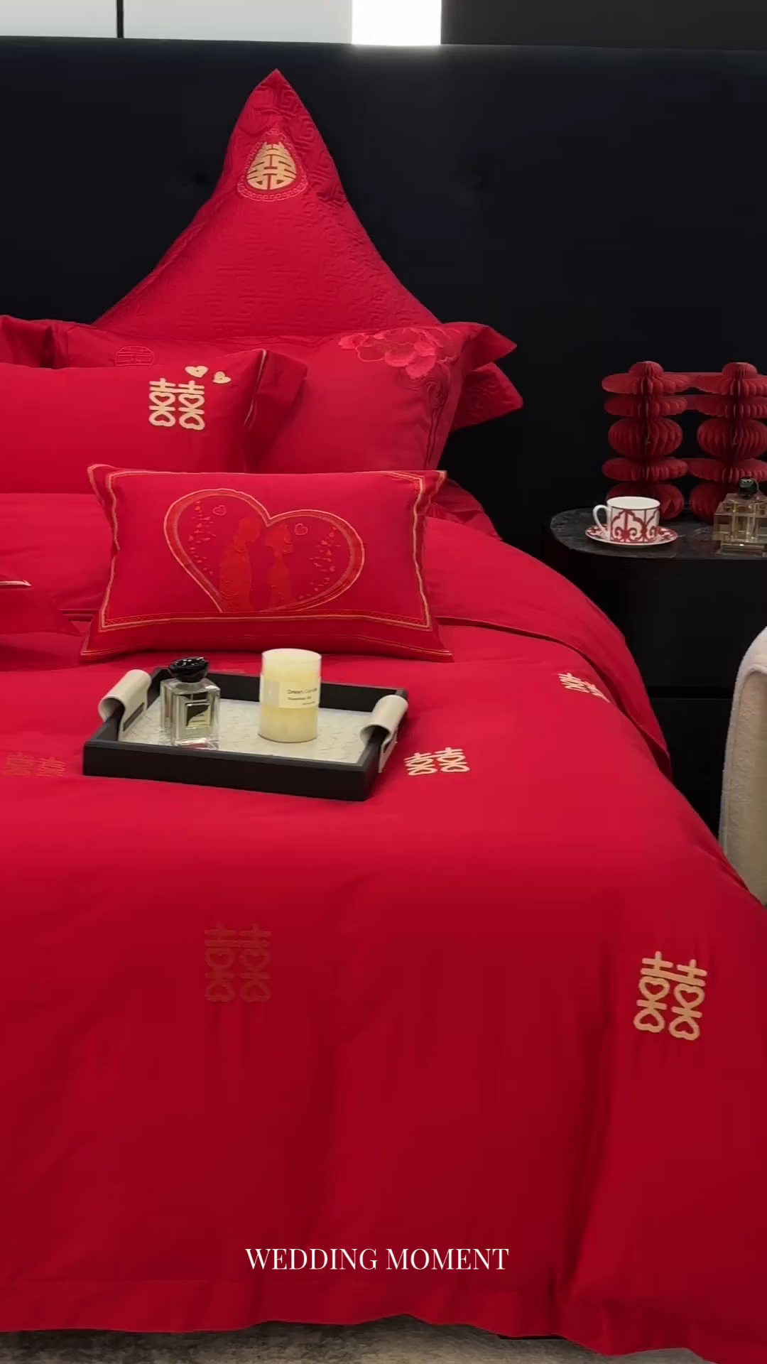 91家纺网 家纺一手货源 找家纺 JUICY 橘滋家纺 2026新款全棉提花高端婚庆刺绣传臻系列四件套多件套 喜临门