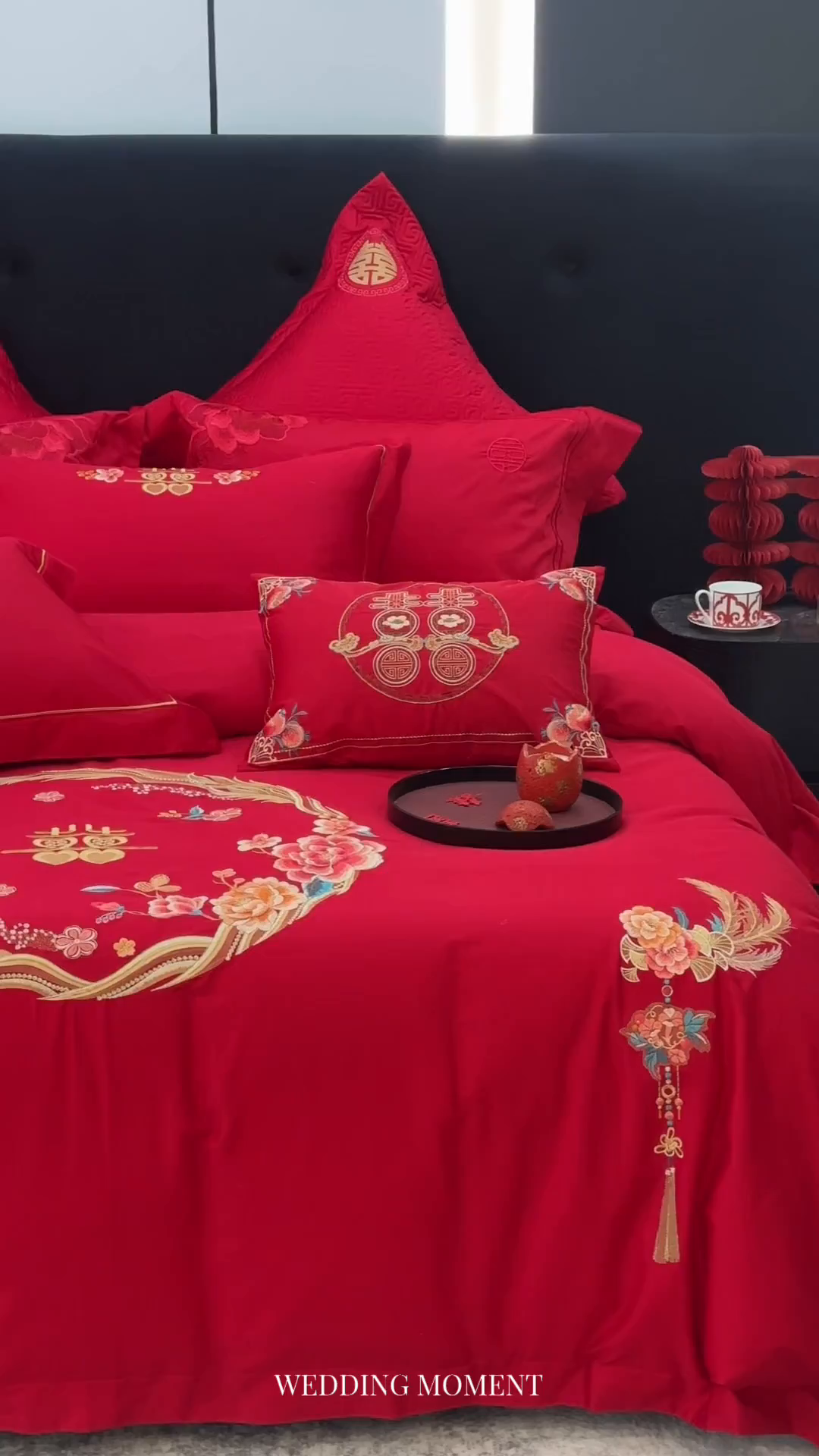 91家纺网 家纺一手货源 找家纺 JUICY 橘滋家纺 2026新款全棉提花高端婚庆刺绣传臻系列四件套多件套 挚爱