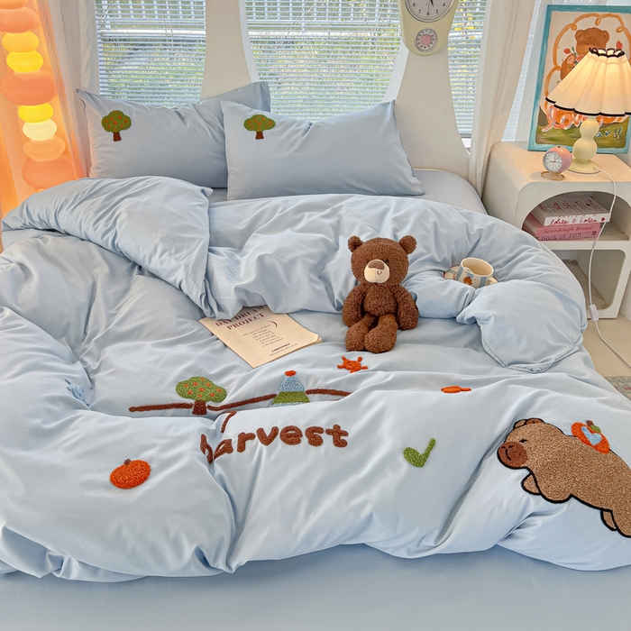 91家纺网 家纺一手货源 找家纺 （总）欧妮家纺 2025新款水洗棉单被套柔软毛巾绣刺绣学生宿舍单件被罩卡通-拉拉旅行