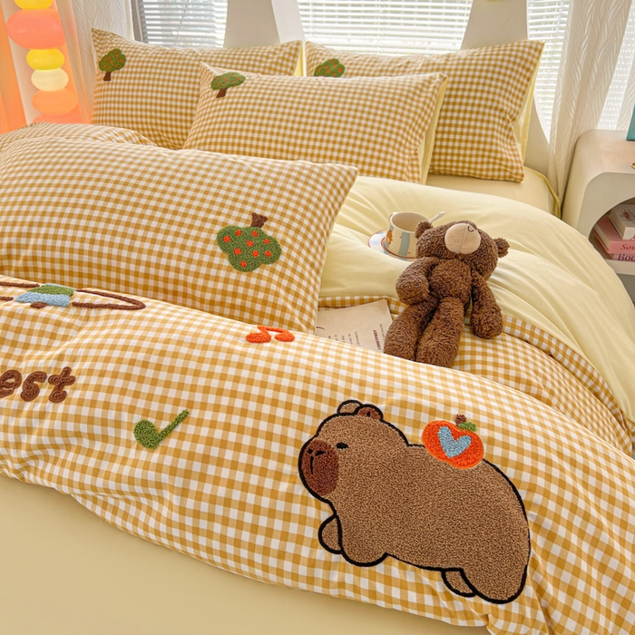 91家纺网 家纺一手货源 找家纺 （总）欧妮家纺 2025新款水洗棉单被套柔软毛巾绣刺绣学生宿舍单件被罩卡通-拉拉旅行