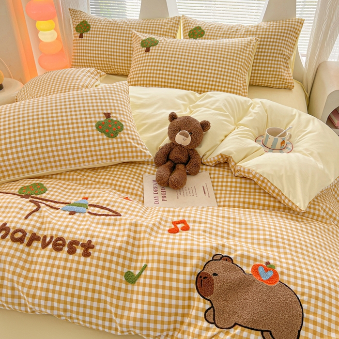 91家纺网 家纺一手货源 找家纺 （总）欧妮家纺 2025新款水洗棉单被套柔软毛巾绣刺绣学生宿舍单件被罩卡通-拉拉旅行