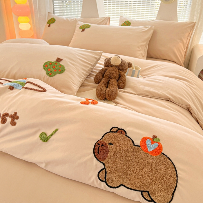 91家纺网 家纺一手货源 找家纺 （总）欧妮家纺 2025新款水洗棉毛巾绣床单被套四件套宿舍床上三件套-拉拉旅行系列