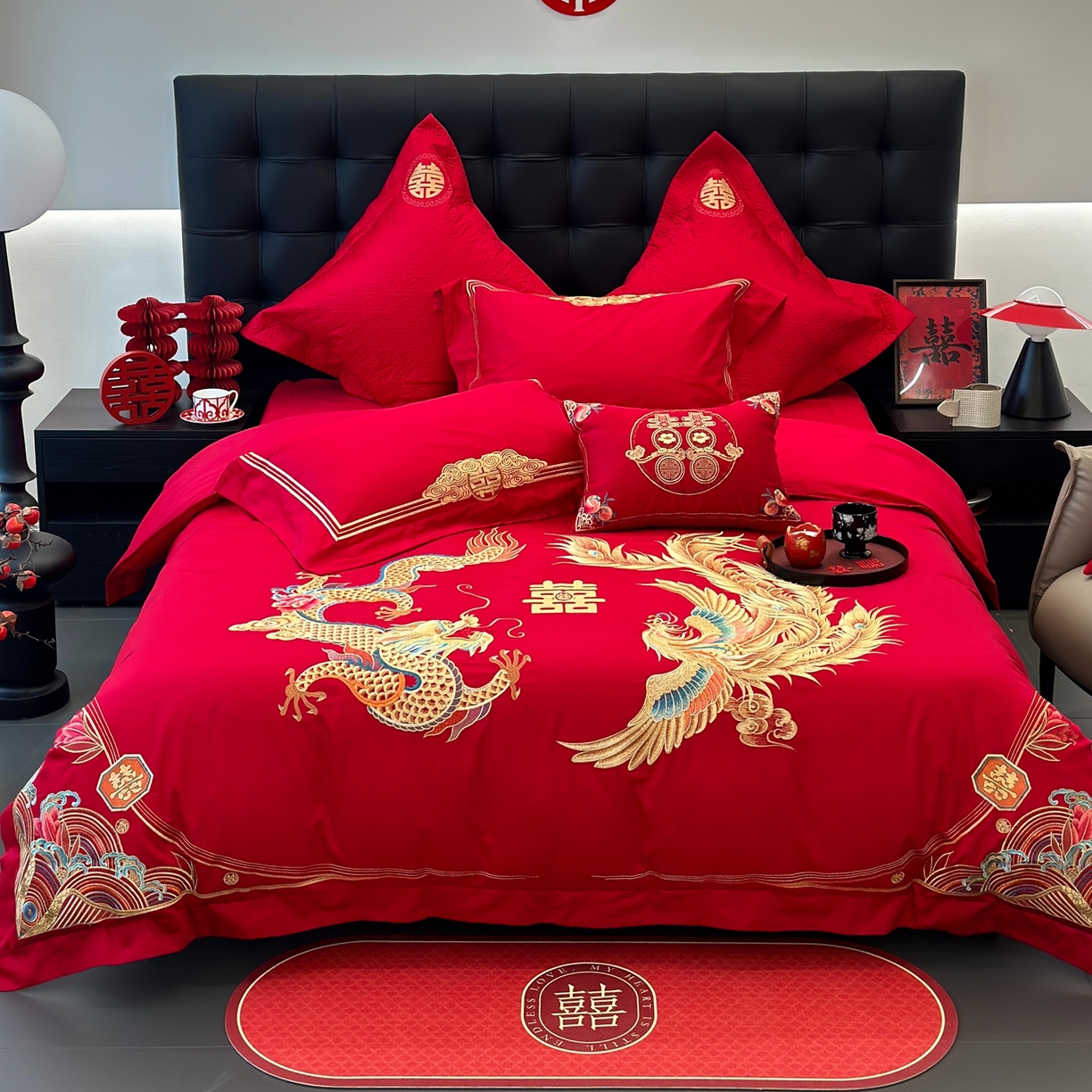 91家纺网 家纺一手货源 找家纺 （总）JUICY 橘滋家纺 2026新款全棉提花高端婚庆刺绣传臻系列四件套多件套