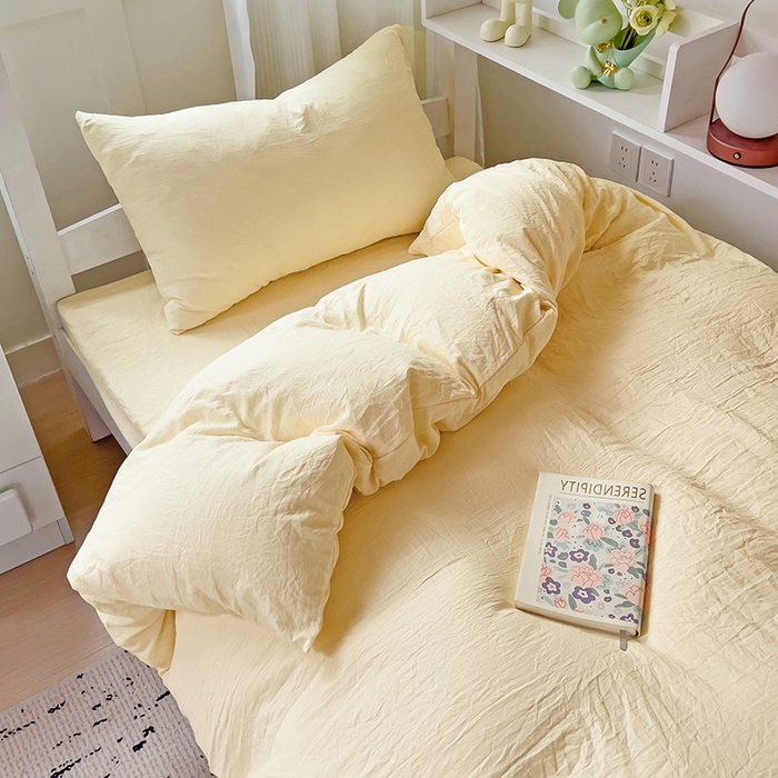 91家纺网 家纺一手货源 找家纺 （总）欧妮家纺 2025新款纯色水洗棉四件套学生宿舍床单被套三件套床上用品-【含买家秀】