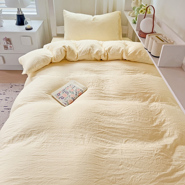 91家纺网 家纺一手货源 找家纺 （总）欧妮家纺 2025新款纯色水洗棉四件套学生宿舍床单被套三件套床上用品-【含买家秀】