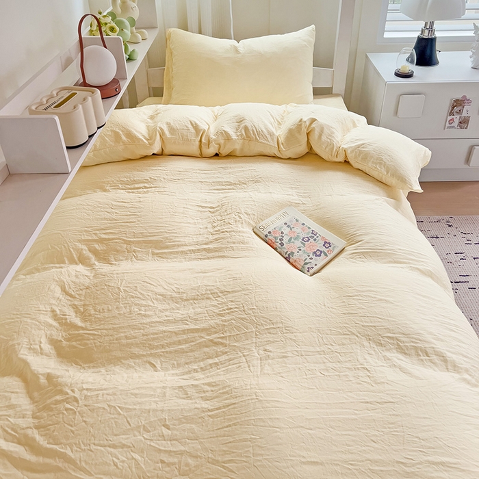 91家纺网 家纺一手货源 找家纺 （总）欧妮家纺 2025新款纯色水洗棉四件套学生宿舍床单被套三件套床上用品-【含买家秀】